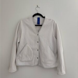 Kit and Ace White Snap-Front Fleece Cardigan